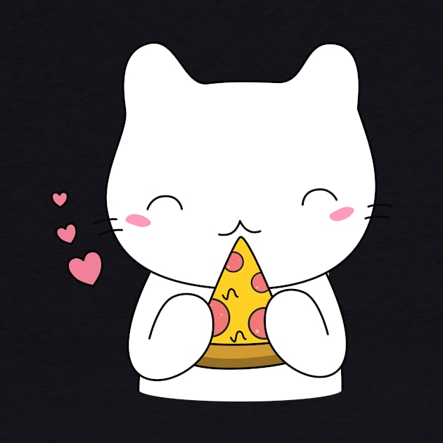 Cute and Kawaii Pizza Cat T-Shirt by happinessinatee